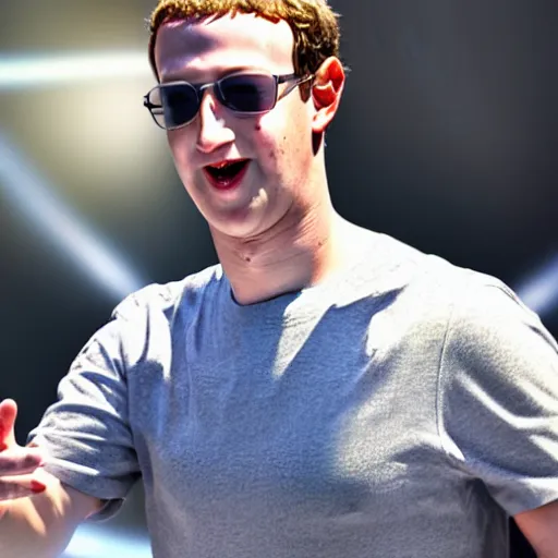 Prompt: mark zuckerberg wearing sunglasses holding a lightsaber