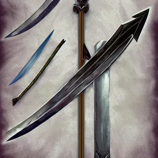 Image similar to fantasy sword concepts, painting,
