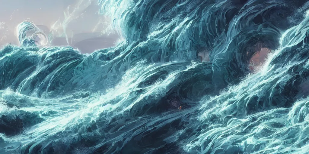 Prompt: A photorealistic image of tumultuous waves crashing, into each other, inside of a building, by max hay, finnian macmanus, anton fadeev, and piotr jabłoński, Trending on artstation, 8k quality