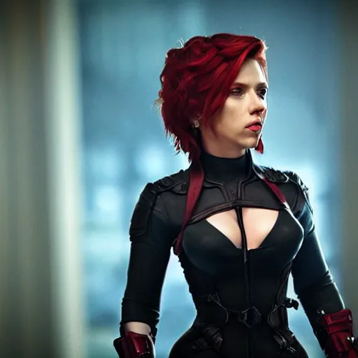 Image similar to scarlett johansson as vi from arcane