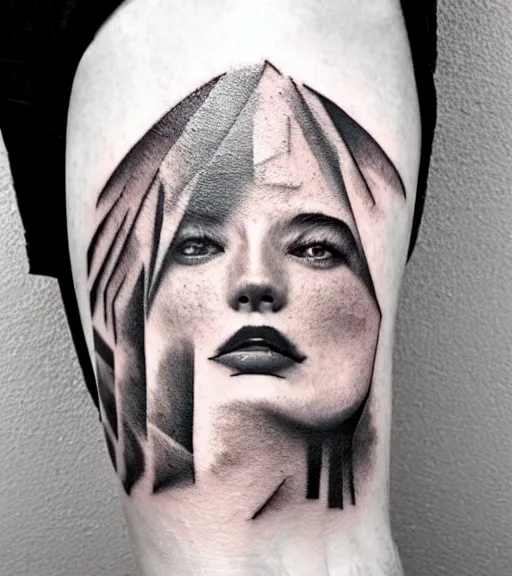 Image similar to tattoo design sketch of a beautiful mountain scenery with a faded beautiful woman face, hyper - realistic, double exposure effect, in the style of matteo pasqualin, amazing detail, black and white, faded