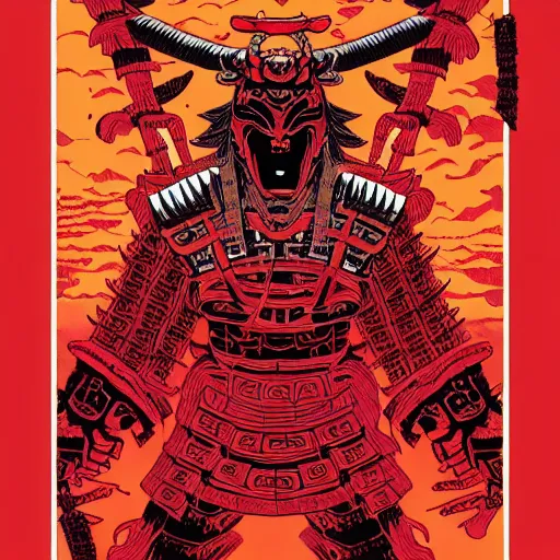 Prompt: demon samurai mask on hell by feng zhu and loish and laurie greasley, victo ngai, andreas rocha, john harris