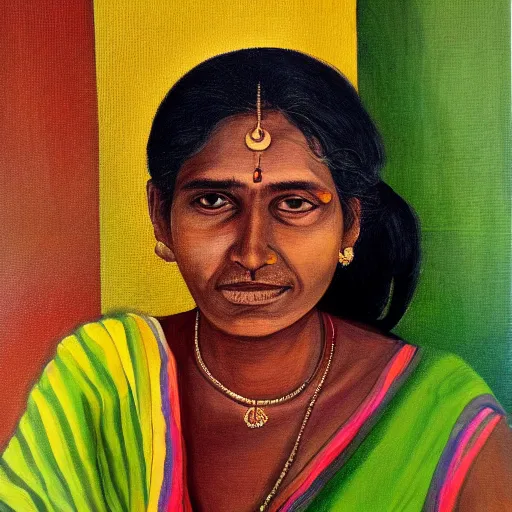 Image similar to sri lankan woman portrait, painting by aaron griffin,