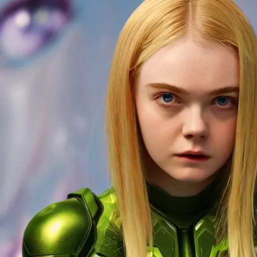 Prompt: elle fanning as samus aran