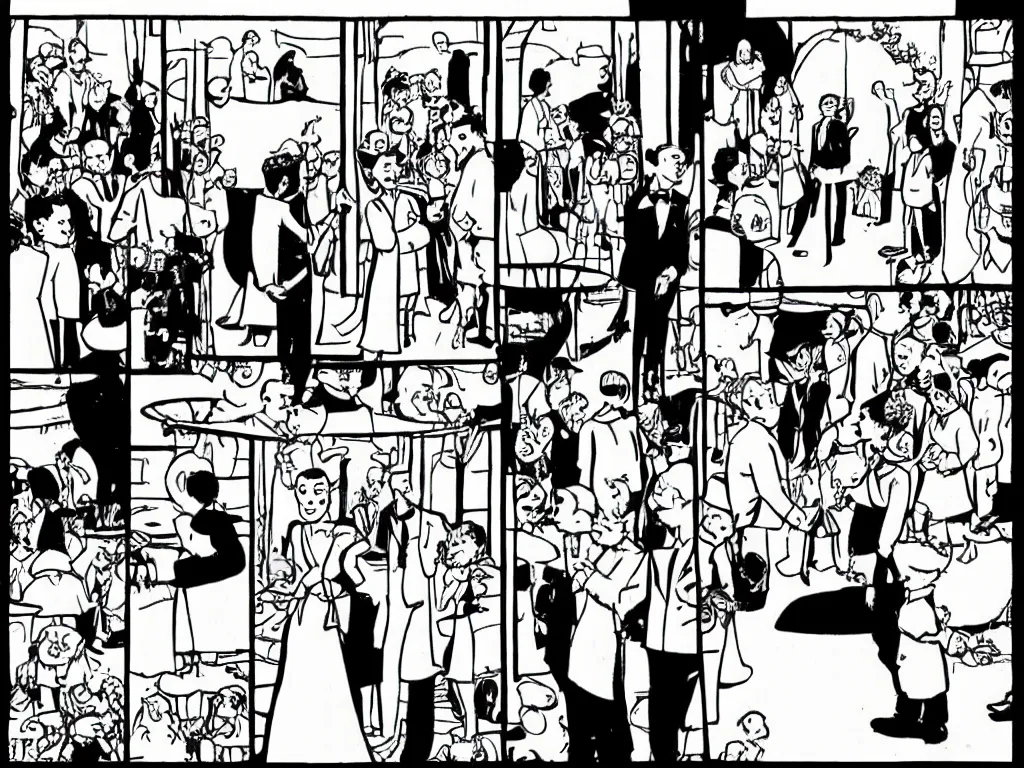 Image similar to Tin Tin gets married, illustration by Hergé