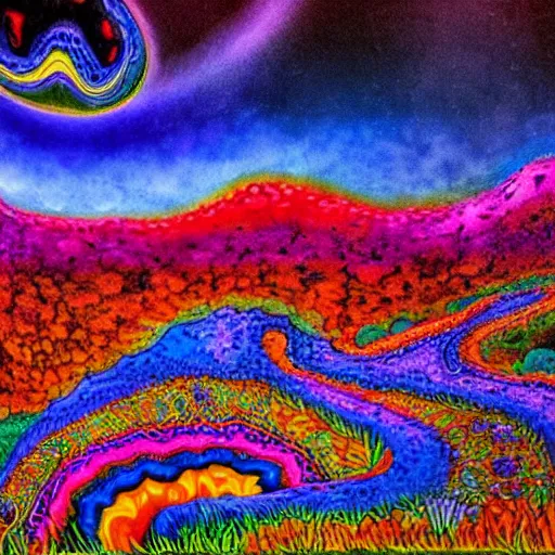 Prompt: psychedelic mushroom landscape