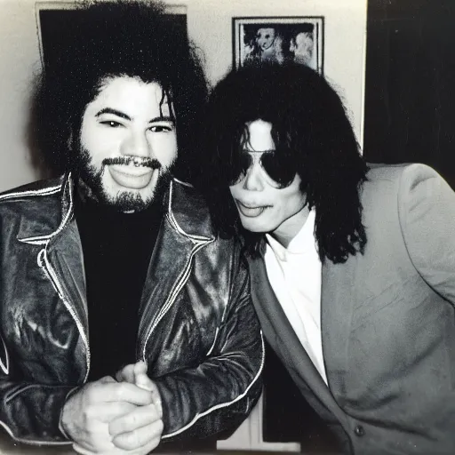 Image similar to polaroid of jerry garcia hanging out with michael jackson