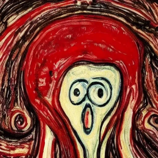 Prompt: edvard munch the scream, made from tomatoes, onions and mushrooms.