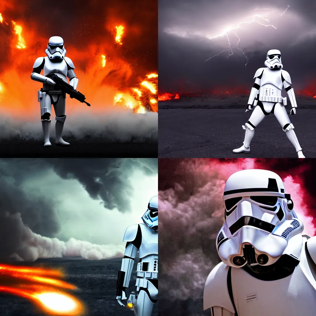Prompt: Storm Trooper Near An Explosion, Epic, Cinematic, HD
