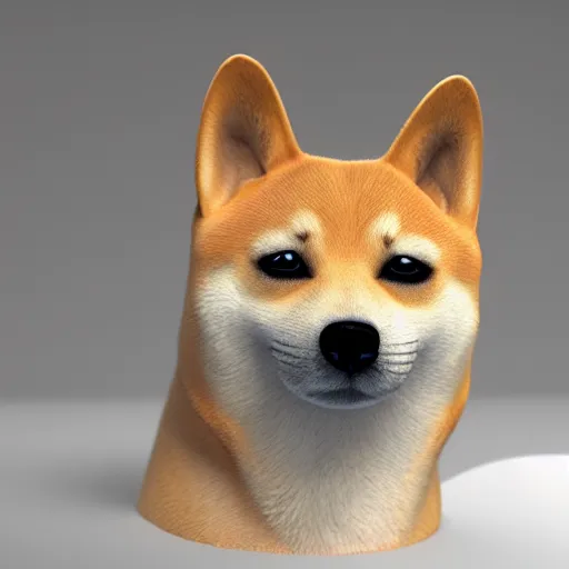 Image similar to portrait of a shibe, realistic, realism, photorealism, f 3. 5, photography, octane render, trending on artstation, cgsociety, cinema 4 d