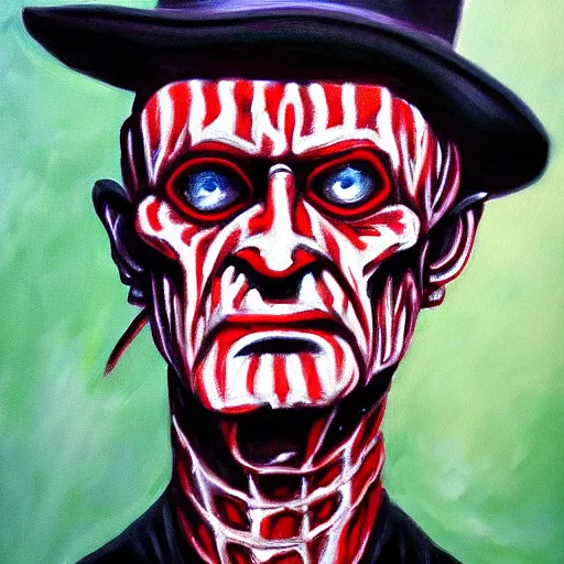 Image similar to Freddy Krueger as a painting 4K detail