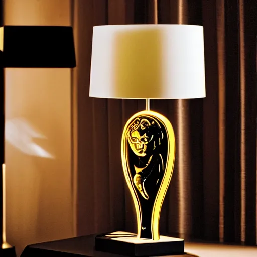 Image similar to a table lamp designed by versace, advertising photography
