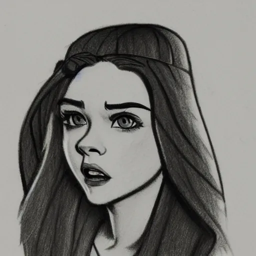 Image similar to milt kahl pencil sketch of chloe grace moretz in disney snow white