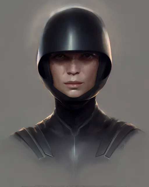 Prompt: smooth sleek black featureless full helmet, by greg rutkowski, mark brookes, jim burns, tom bagshaw, magali villeneuve, trending on artstation