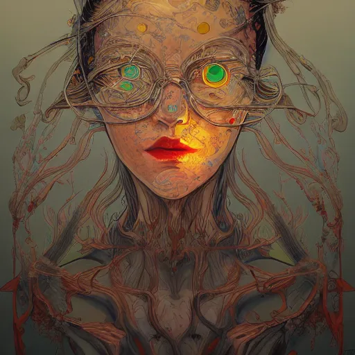 Prompt: a painting of the eyes of the sun by james jean, dark fantasy art, high detail, trending on artstation