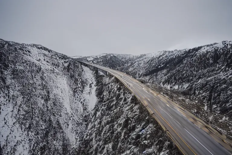 Image similar to a windy highway route on an icy snowy cliff, photo