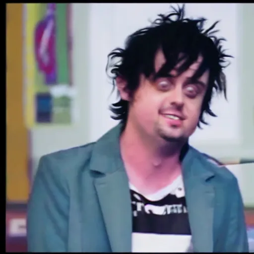 Image similar to a screenshot of Billie Joe Armstrong in Family Guy, low quality, vhs quality,