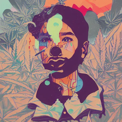 Prompt: Cookies Marijuana profile picture by Sachin Teng, asymmetrical, Organic Painting , Matte Painting, geometric shapes, hard edges, graffiti, street art:2 by Sachin Teng:4