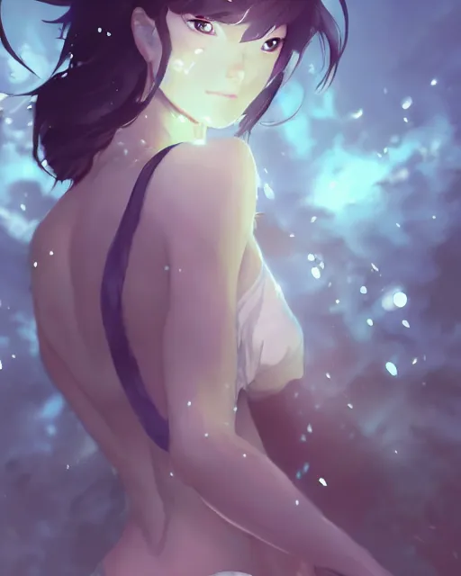 Image similar to a courageous monster girl, full shot, atmospheric lighting, detailed face, by makoto shinkai, stanley artgerm lau, wlop, rossdraws