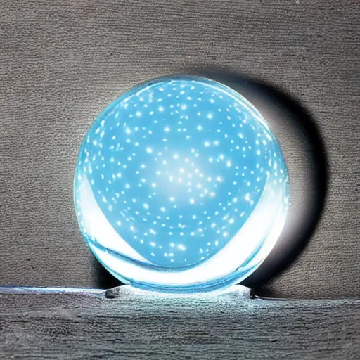 Prompt: illuminated glass paperweight