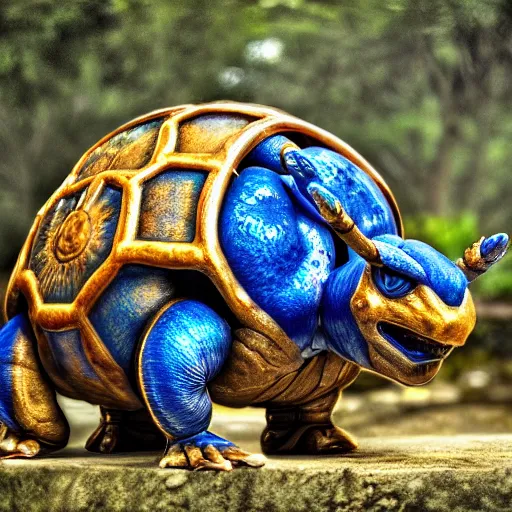 Image similar to national geographic photo of blastoise, pokemon in the wild, intricate, portrait, 8 k highly professionally detailed, hdr, award winning