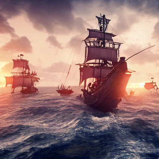 Image similar to sirens capturing a pirate ship, highly detailed, photorealistic portrait, bright studio setting, studio lighting, crisp quality and light reflections, unreal engine 5 quality render