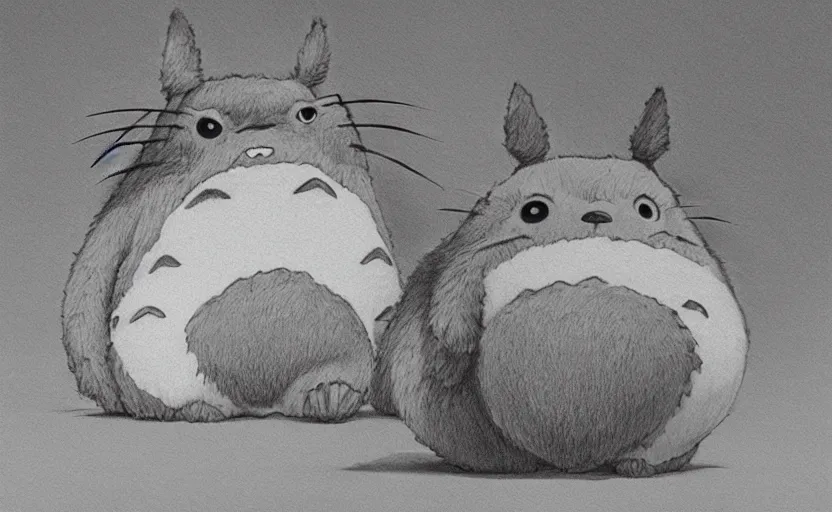 Prompt: a striking portrait of totoro, hyperrealistic drawing by philip weber