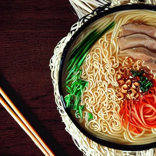 Image similar to Ramen with noodles made of RCA cables!!!!!!!, 35mm film