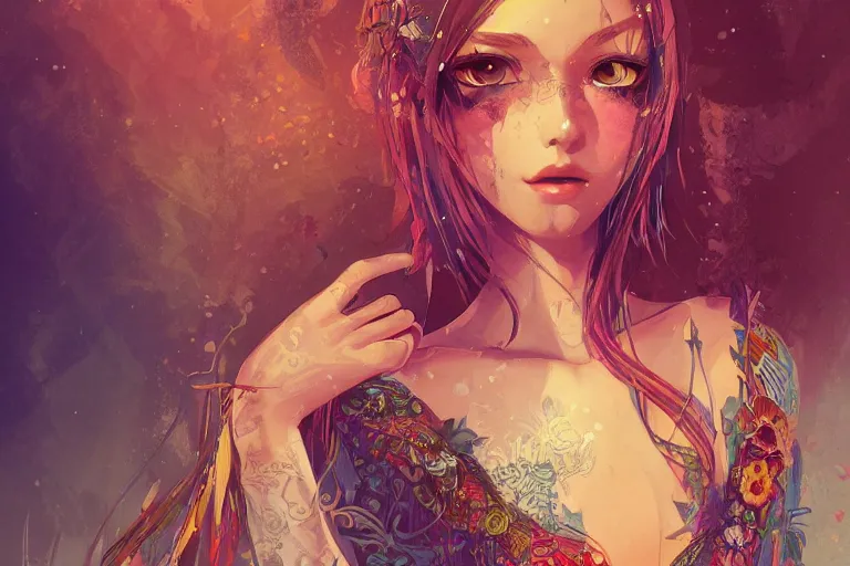 Prompt: a beautiful bohemian girl, intricate, highly detailed, digital painting, pixiv, artstation, official media, anime key visual, concept art, rich vivid colors, ambient lighting, sharp focus, illustration,