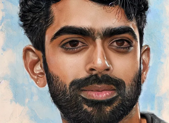 Image similar to a highly detailed beautiful portrait of ravi from ( izombie ) rahul kohli, james gurney, james jean