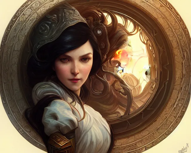 Image similar to photography of gwenda morgan, deep focus, d & d, fantasy, intricate, elegant, highly detailed, digital painting, artstation, concept art, matte, sharp focus, illustration, hearthstone, art by artgerm and greg rutkowski and alphonse mucha