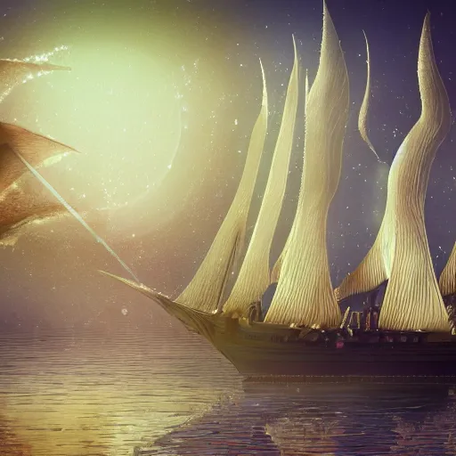 Image similar to fantasy world inside a ship sailing amongst the star