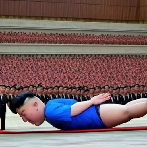 Image similar to Kim Jong Un does Push ups with one hand