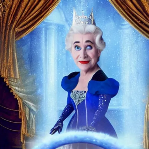 Image similar to a Still from the disney film cinderella featuring Boris Johnson as the evil queen