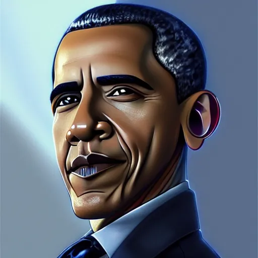 Image similar to Barack Obama's face combined with Donald Trump's face with short dark blue hair in elegant knight's armor, western, D&D, fantasy, intricate, elegant, highly detailed, digital painting, artstation, concept art, matte, sharp focus, illustration, art by Artgerm and Greg Rutkowski and Alphonse Mucha