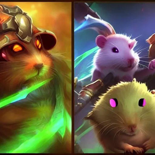 Image similar to a hamster in dota 2 lore