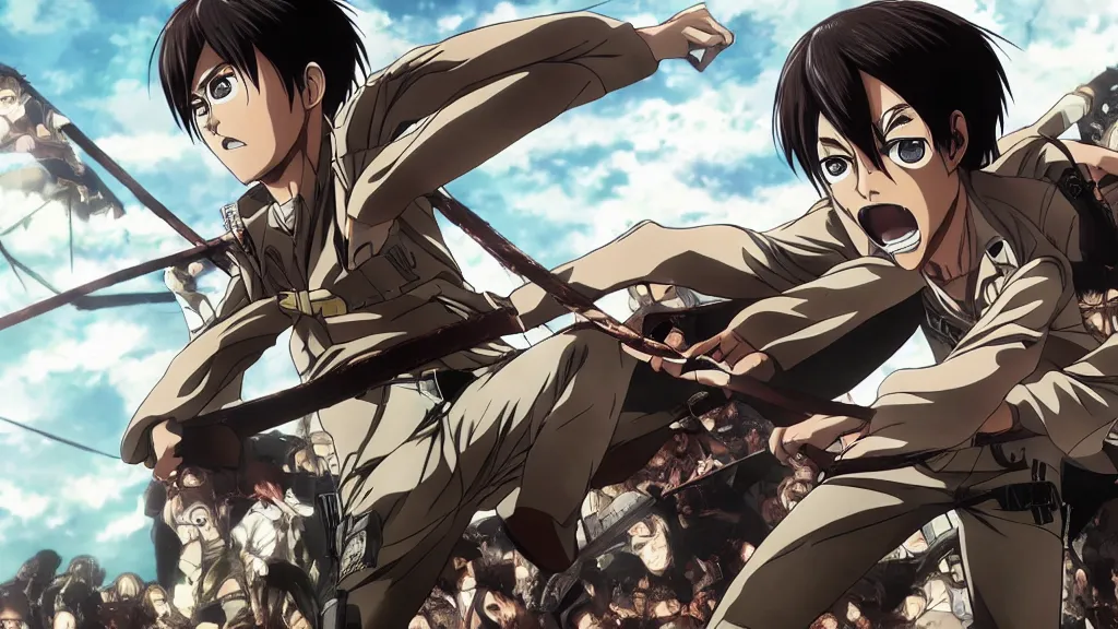 Prompt: attack on titan, eren