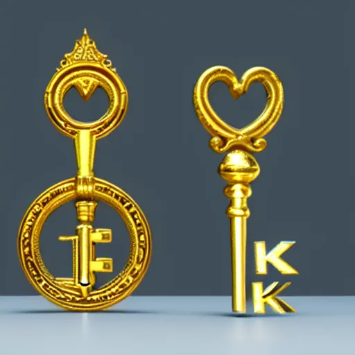 Image similar to a item of the golden key with diamond, icon, vray 4k render, on the white background, rpg game inventory item