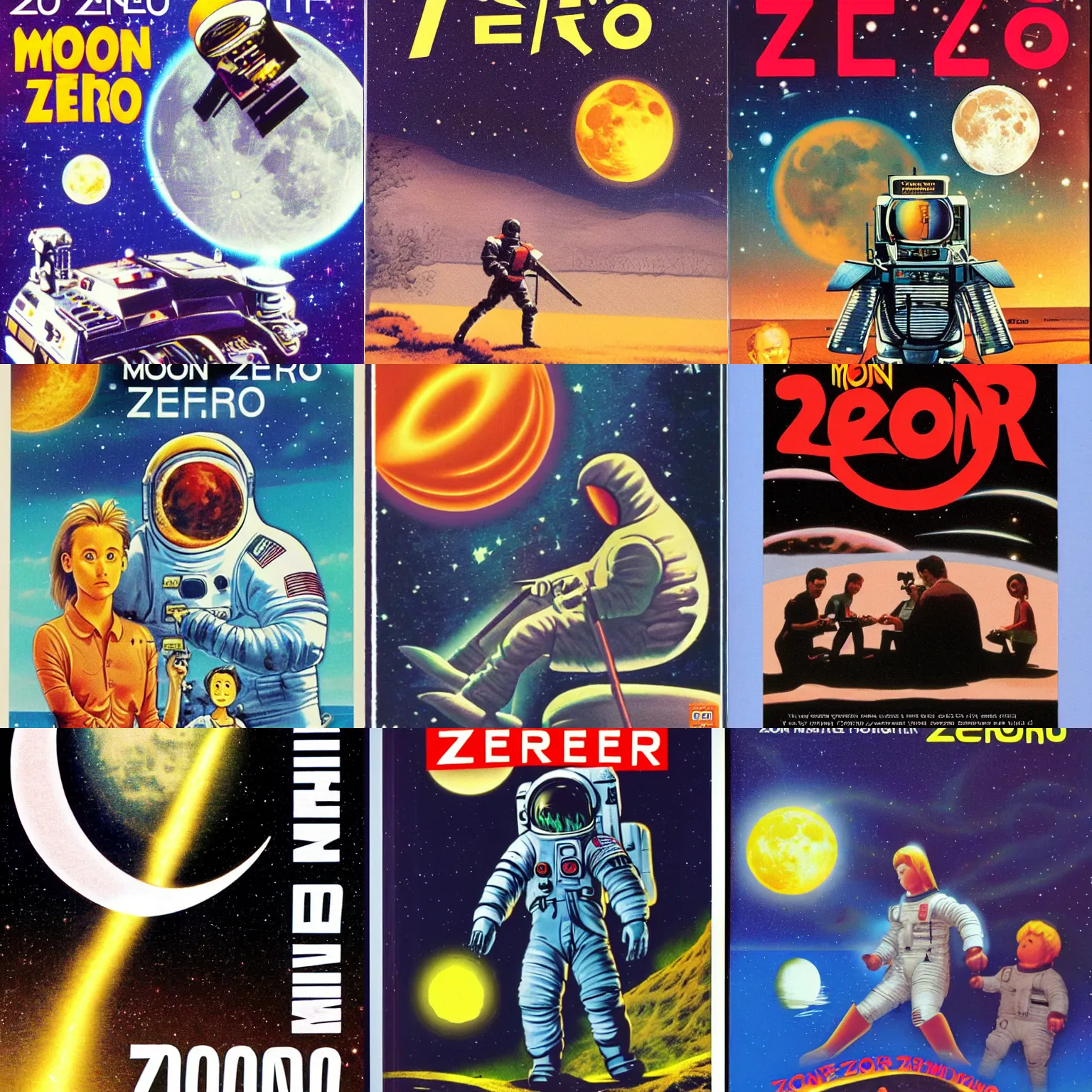 Prompt: moon zero, vhs cover, 1 9 9 3