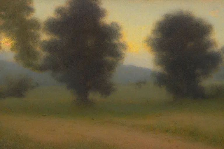 Image similar to Landscape painting at dawn Tonalism