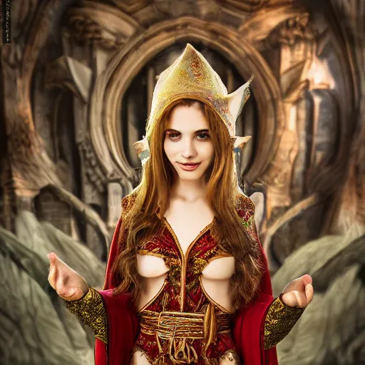 Prompt: photo of a beautiful elf with ornate robes, highly detailed, 4k, HDR, award-winning,