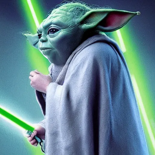 Image similar to Nicolas Cage as JediMaster Yoda