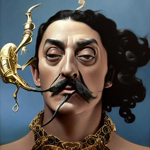 Prompt: Salvador Dali, Extremely Highly detailed, Occult, funny, humorous, humor, hilarious, funny, entertaining, magical, trending on artstationHQ, closeup, D&D, intricate, elegant, highly detailed, digital painting, artstation, concept art, matte, sharp focus, illustration, art by Artgerm and Greg Rutkowski and Alphonse Mucha