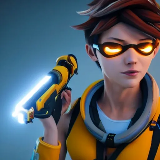 Image similar to realistic still of tracer, amazing details 8 k beautiful, ultra realistic, sharp focus, cinematic lightening, 8 k