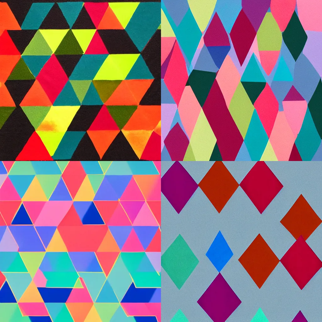 Prompt: colored triangles, simplistic