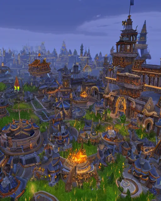 Image similar to Stormwind city from World of Warcraft, HD 4K, Unreal engine.