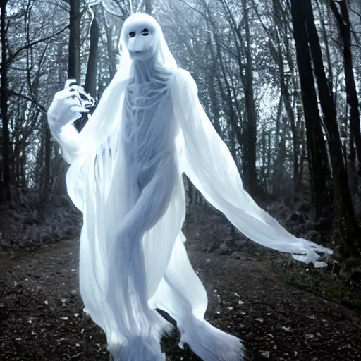 Image similar to humanoid ethereal ghostly live action muppet wraith like figure with a lightbulb for a head with two arms and four long tentacles for arms growing from its back that flow gracefully at its sides while it floats around the frozen woods searching for lost souls and that hide in the shadows in the trees, this character can control the ice, snow, shadows, and electricity, it is a real muppet by sesame street, photo realistic, real, realistic, felt, stopmotion, photography, sesame street, corpse bride tim burton