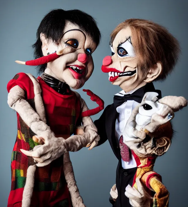 Prompt: hyper realistic photography of ventriloquist puppet, scott radke