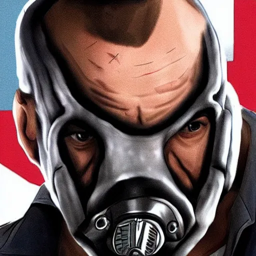 Prompt: niko bellic with bane mask