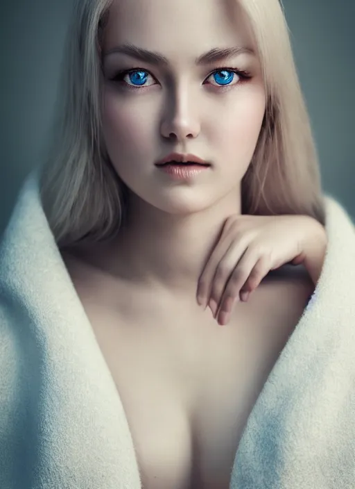 Image similar to a gorgeous norwegian female photo, professionally retouched, soft lighting, realistic, smooth face, full body shot, torso, dress, perfect eyes, sharp focus on eyes, 8 k, high definition, insanely detailed, intricate, elegant, art by jason chan